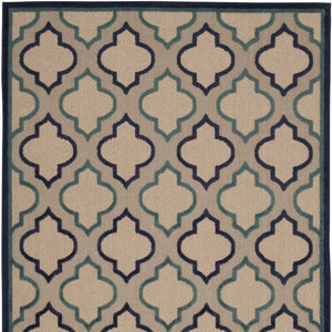 4' X 6' Blue And Ivory Geometric Indoor Outdoor Area Rug
