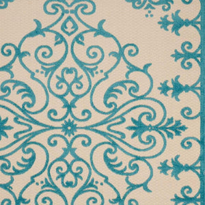 8' X 11' Orange And Ivory Damask Indoor Outdoor Area Rug