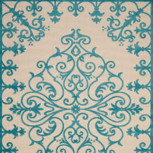 3' X 4' Green Damask Indoor Outdoor Area Rug