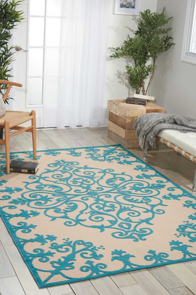 3' X 4' Green Damask Indoor Outdoor Area Rug