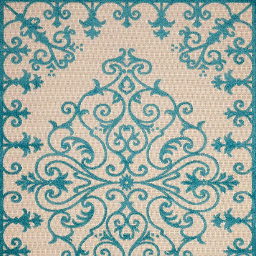 3' X 4' Green Damask Indoor Outdoor Area Rug