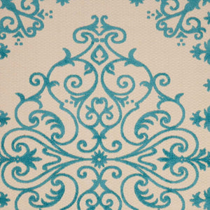 3' X 4' Green Damask Indoor Outdoor Area Rug