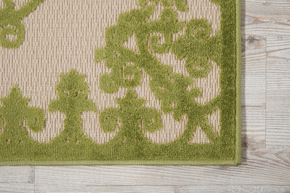 3' X 4' Green Damask Indoor Outdoor Area Rug