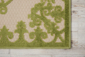 3' X 4' Green Damask Indoor Outdoor Area Rug