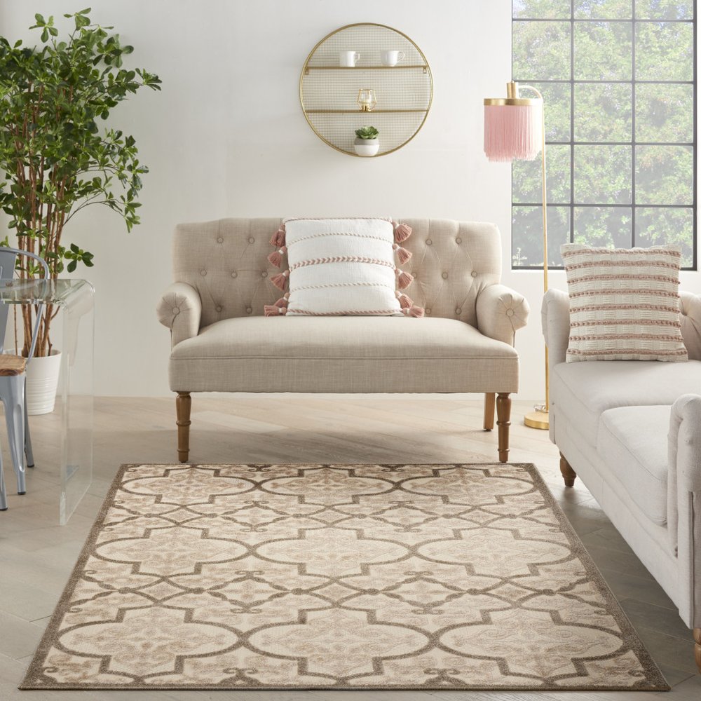 5' X 8' Cream Moroccan Indoor Outdoor Area Rug