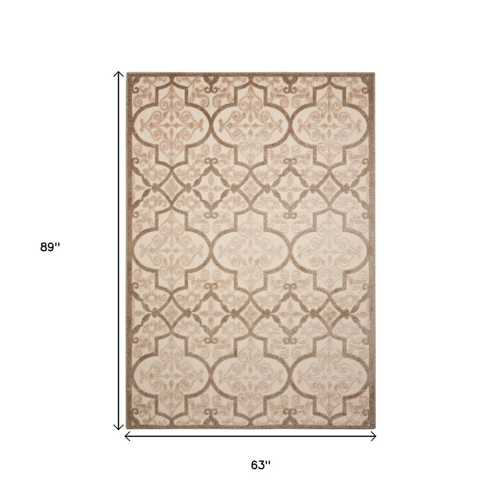 5' X 8' Cream Moroccan Indoor Outdoor Area Rug