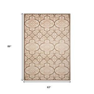 5' X 8' Cream Moroccan Indoor Outdoor Area Rug