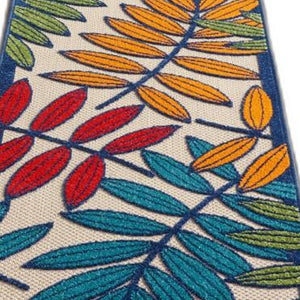 6' X 9' Ivory And Blue Floral Indoor Outdoor Area Rug
