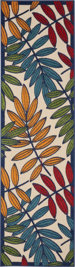 6' Ivory And Blue Floral Indoor Outdoor Area Rug