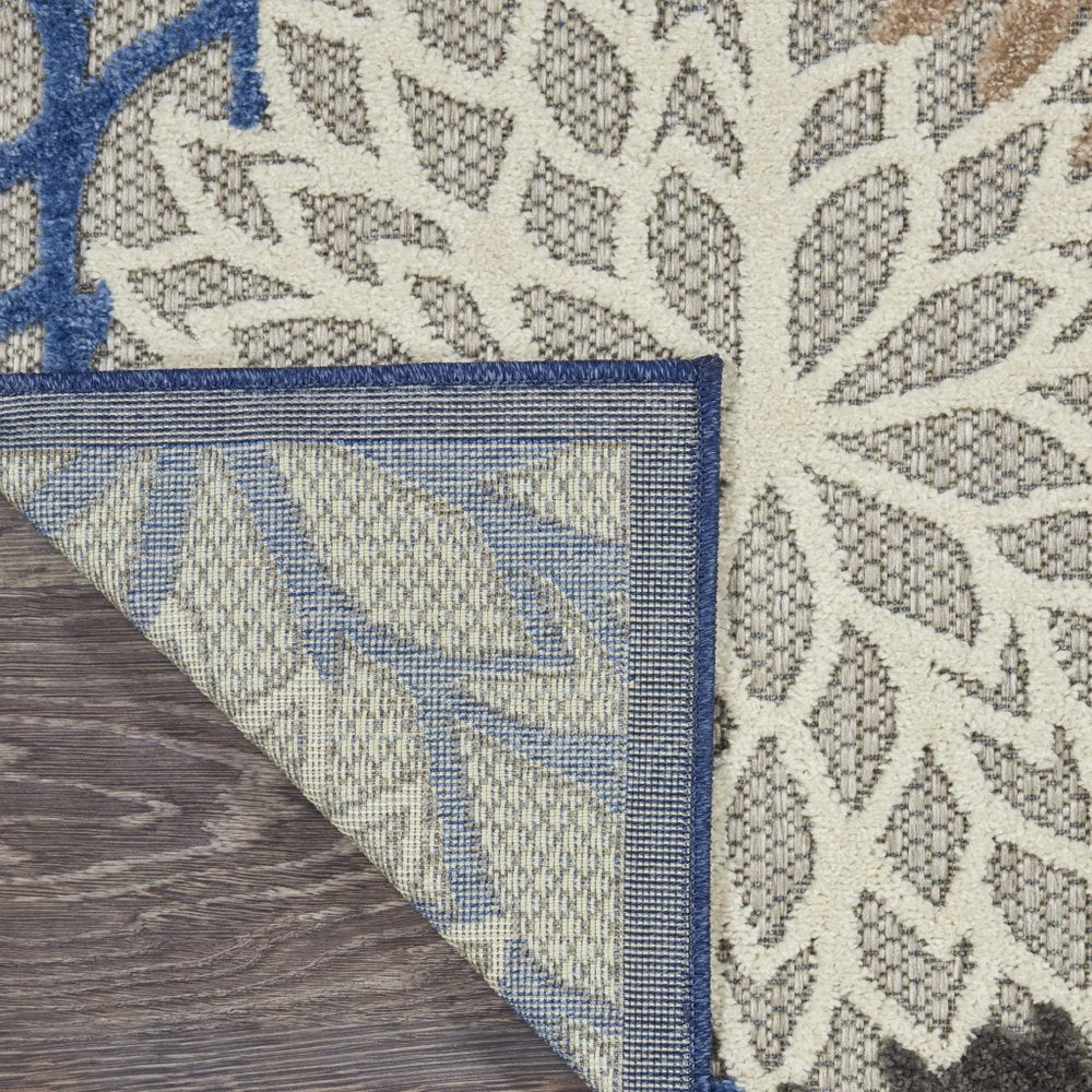 8' Blue And Gray Indoor Outdoor Area Rug