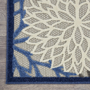 8' Blue And Gray Indoor Outdoor Area Rug