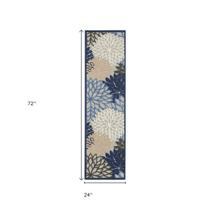 8' Blue And Gray Indoor Outdoor Area Rug