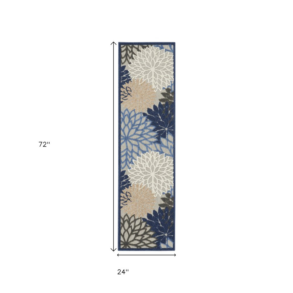 8' Blue And Gray Indoor Outdoor Area Rug