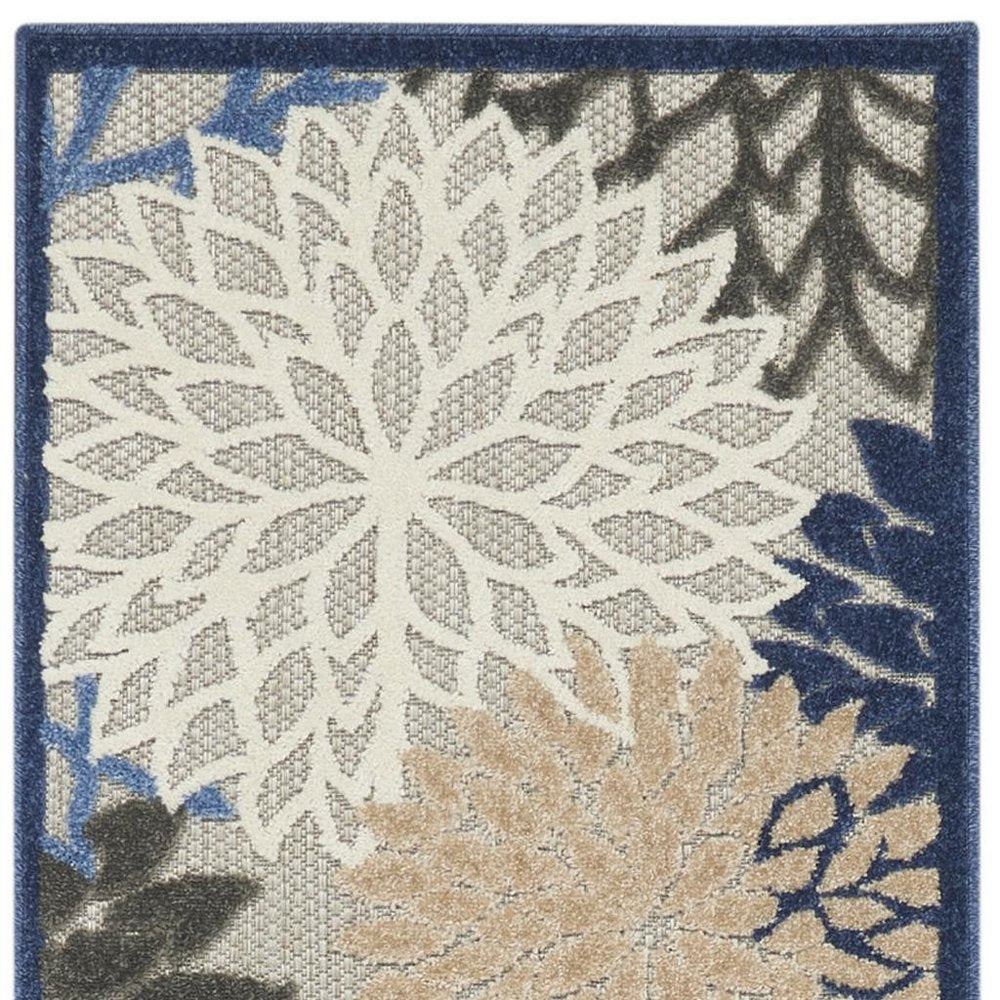 8' Blue And Gray Indoor Outdoor Area Rug