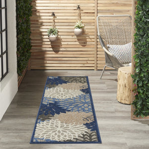 8' Blue And Gray Indoor Outdoor Area Rug
