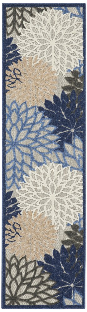 8' Blue And Gray Indoor Outdoor Area Rug