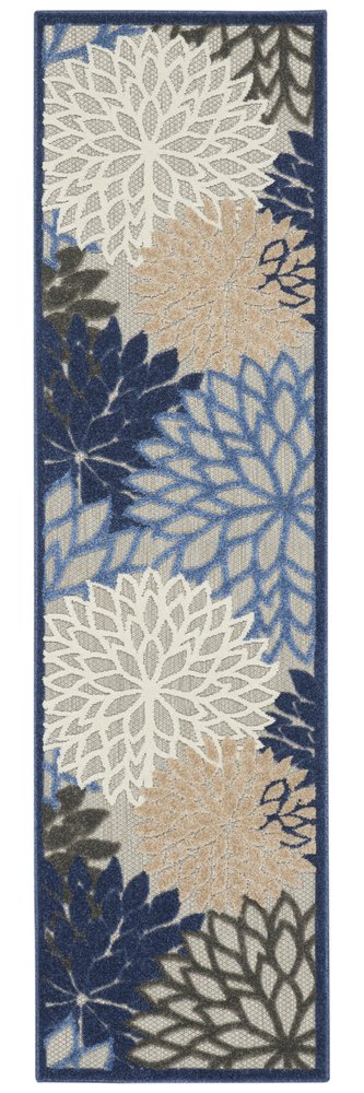 8' Blue And Gray Indoor Outdoor Area Rug