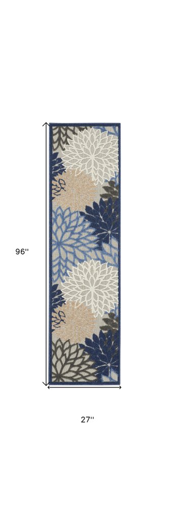 8' Blue And Gray Indoor Outdoor Area Rug