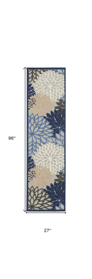 8' Blue And Gray Indoor Outdoor Area Rug