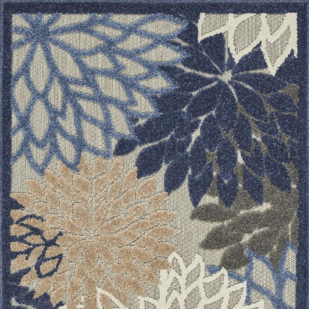 3' X 4' Blue And Gray Indoor Outdoor Area Rug