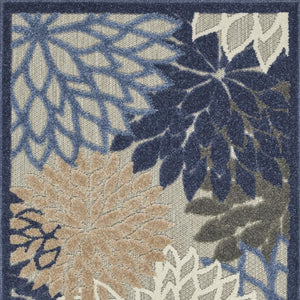 3' X 4' Blue And Gray Indoor Outdoor Area Rug