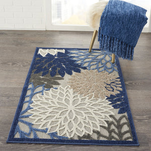 3' X 4' Blue And Gray Indoor Outdoor Area Rug