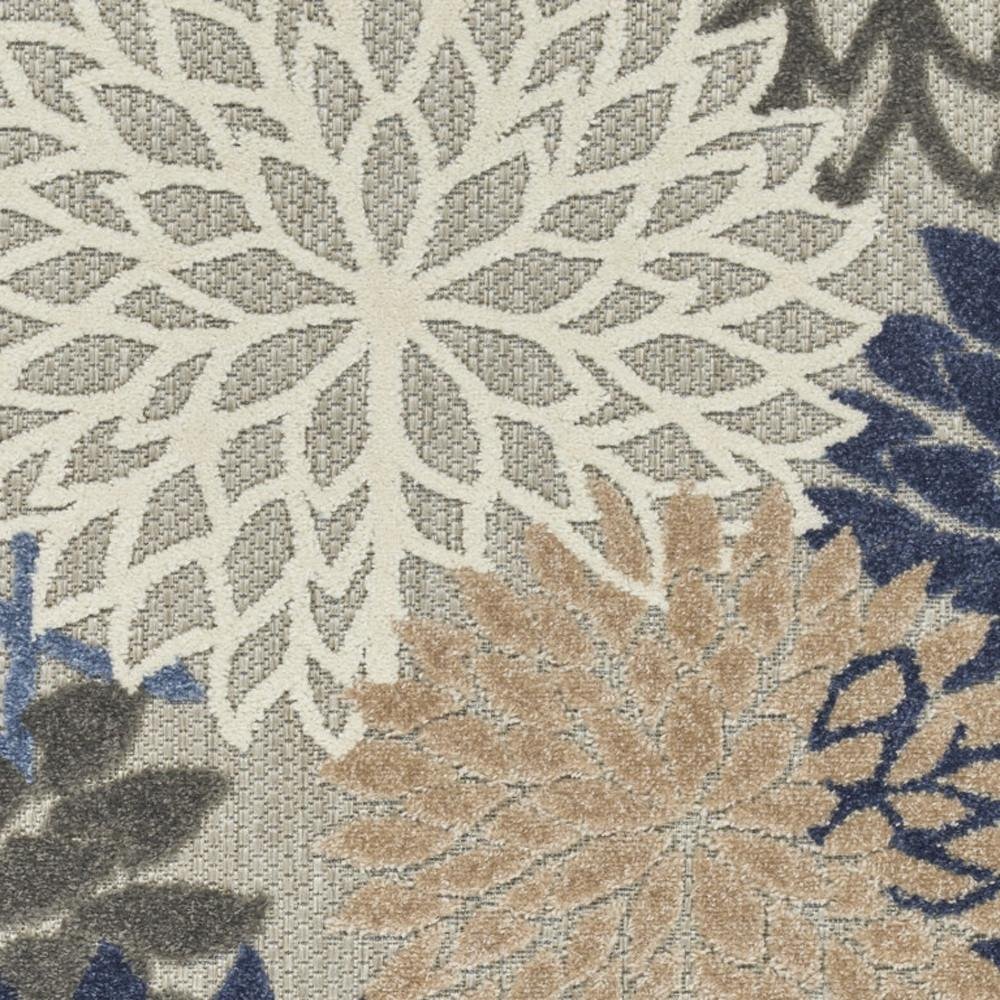 4' Blue And Gray Round Indoor Outdoor Area Rug
