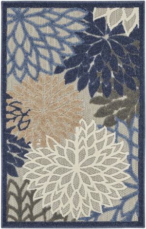 3' X 4' Blue And Gray Indoor Outdoor Area Rug