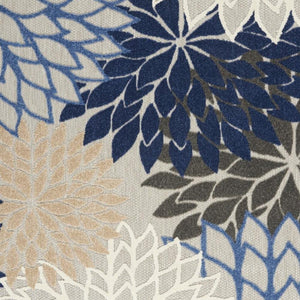 4' Blue And Gray Round Indoor Outdoor Area Rug