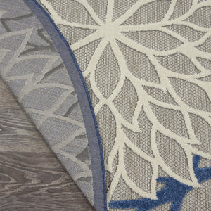 8' Blue And Gray Round Indoor Outdoor Area Rug