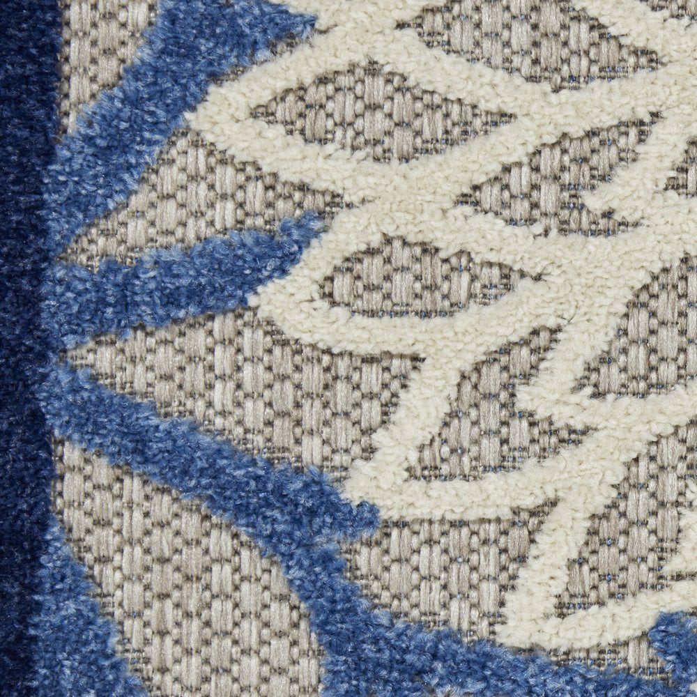 8' Blue And Gray Round Indoor Outdoor Area Rug