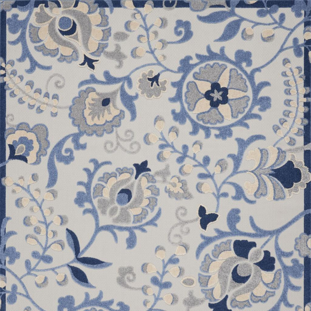 7' X 10' Blue And Gray Indoor Outdoor Area Rug