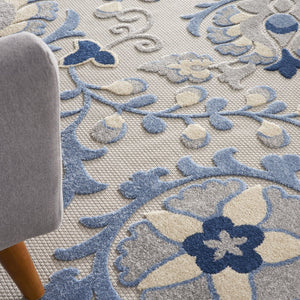 7' X 10' Blue And Gray Indoor Outdoor Area Rug