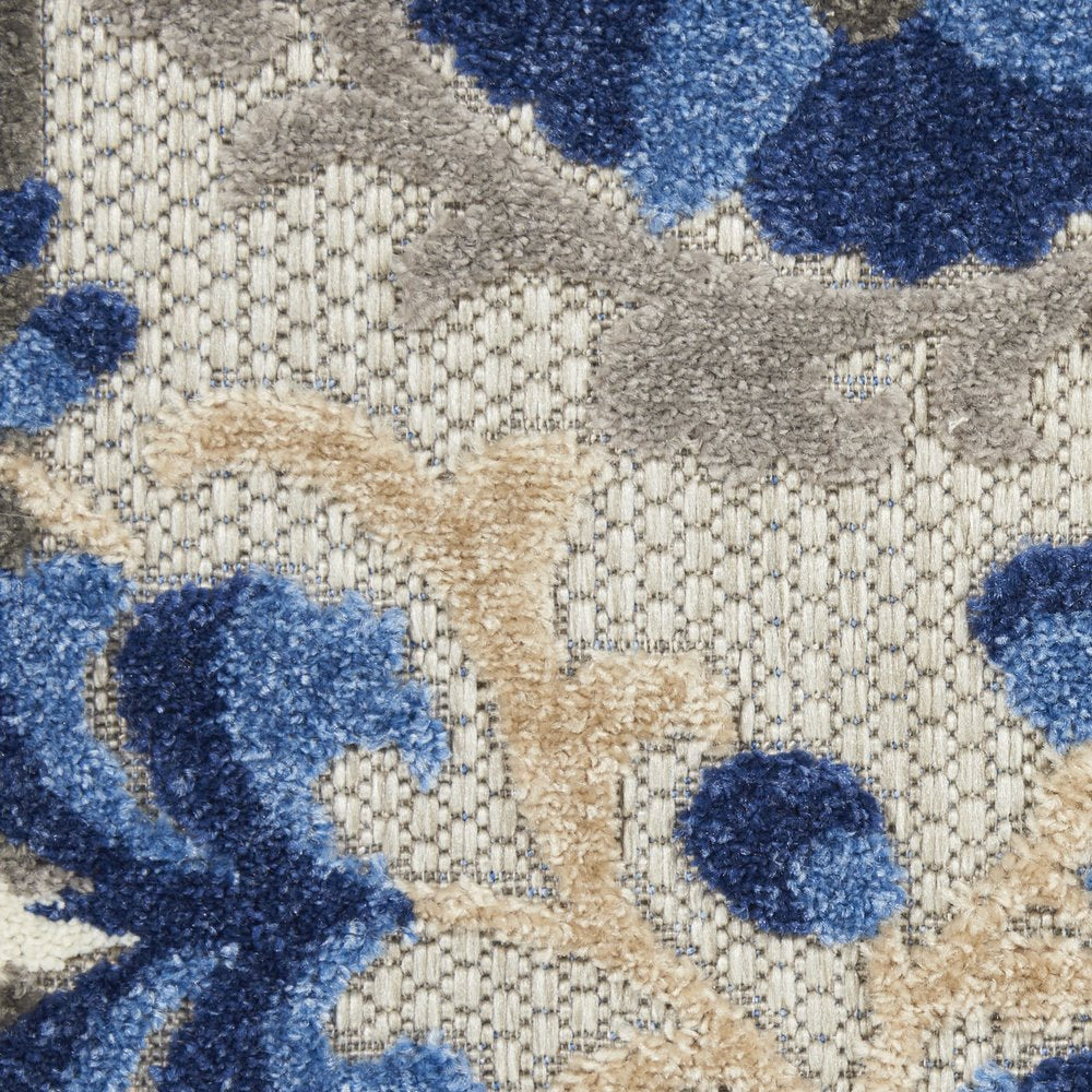 6' X 9' Blue And Gray Indoor Outdoor Area Rug