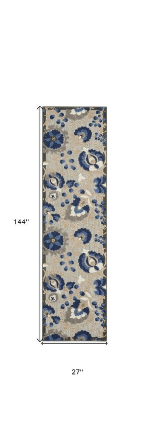 6' X 9' Blue And Gray Indoor Outdoor Area Rug