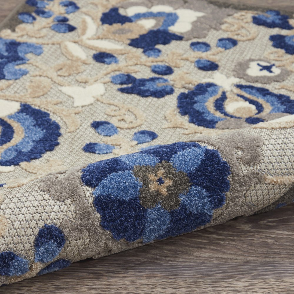 6' X 9' Blue And Gray Indoor Outdoor Area Rug