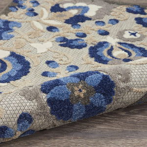 6' X 9' Blue And Gray Indoor Outdoor Area Rug