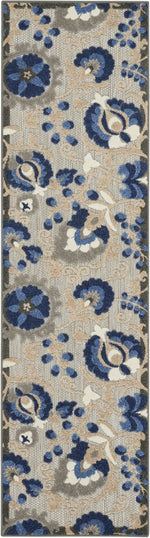5' X 8' Blue And Gray Floral Indoor Outdoor Area Rug