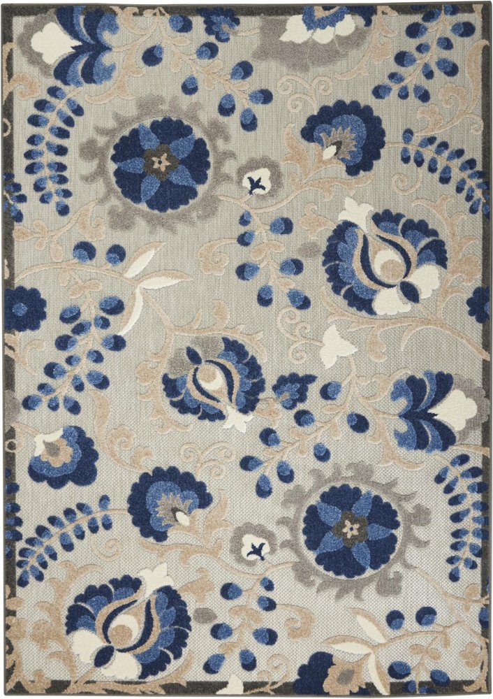 6' X 9' Blue And Gray Indoor Outdoor Area Rug
