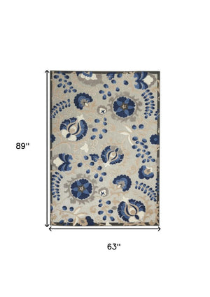 6' X 9' Blue And Gray Indoor Outdoor Area Rug