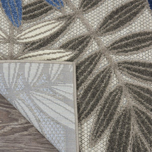 6' Blue And Gray Floral Indoor Outdoor Area Rug