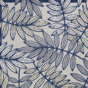 4' X 6' Ivory And Blue Floral Indoor Outdoor Area Rug