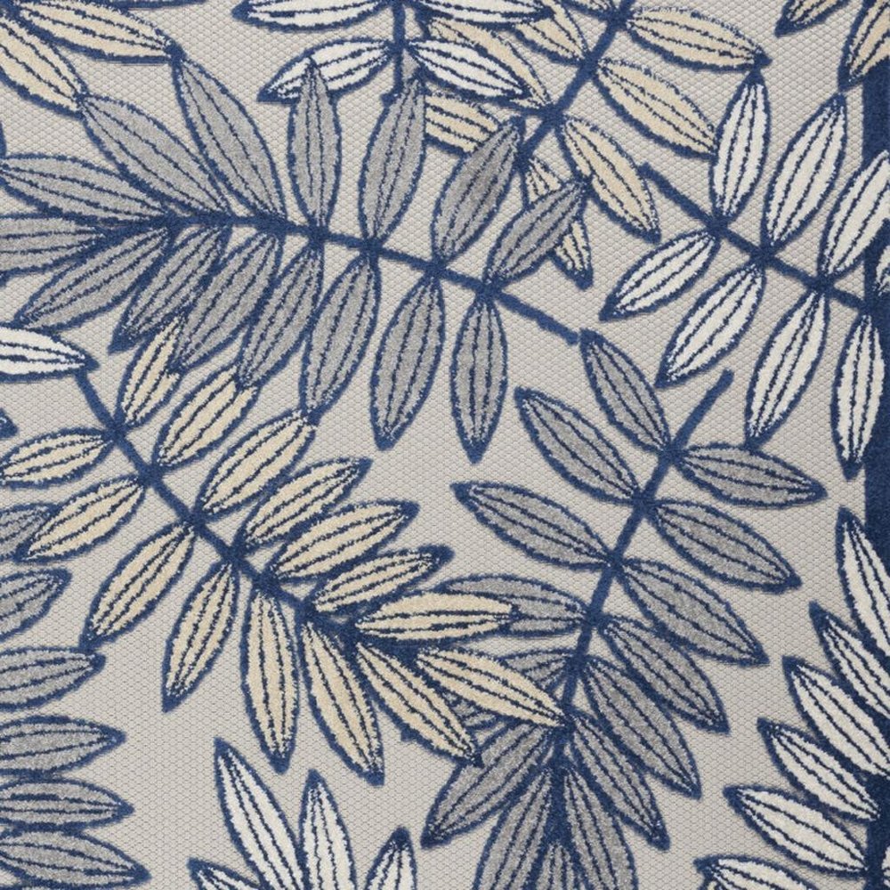 4' X 6' Ivory And Blue Floral Indoor Outdoor Area Rug