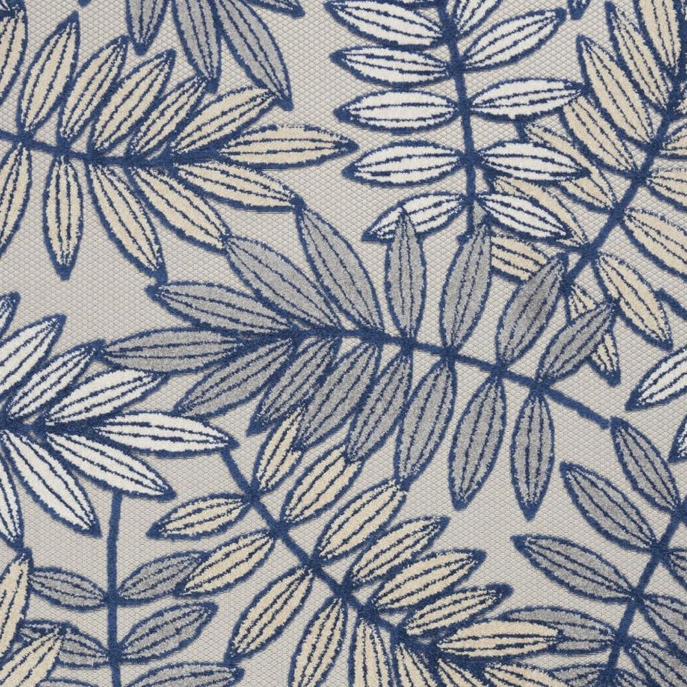 4' X 6' Ivory And Blue Floral Indoor Outdoor Area Rug