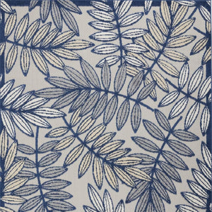 4' X 6' Ivory And Blue Floral Indoor Outdoor Area Rug