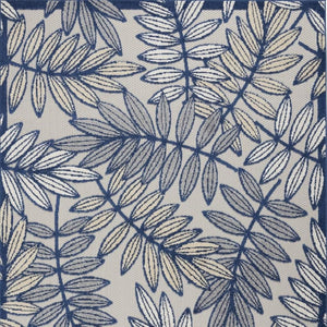 4' X 6' Ivory And Blue Floral Indoor Outdoor Area Rug