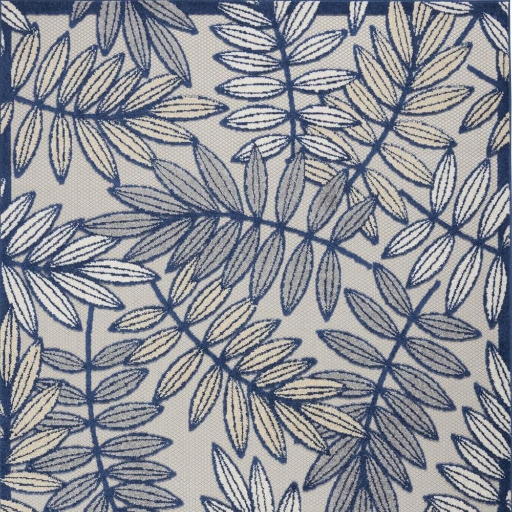 4' X 6' Ivory And Blue Floral Indoor Outdoor Area Rug
