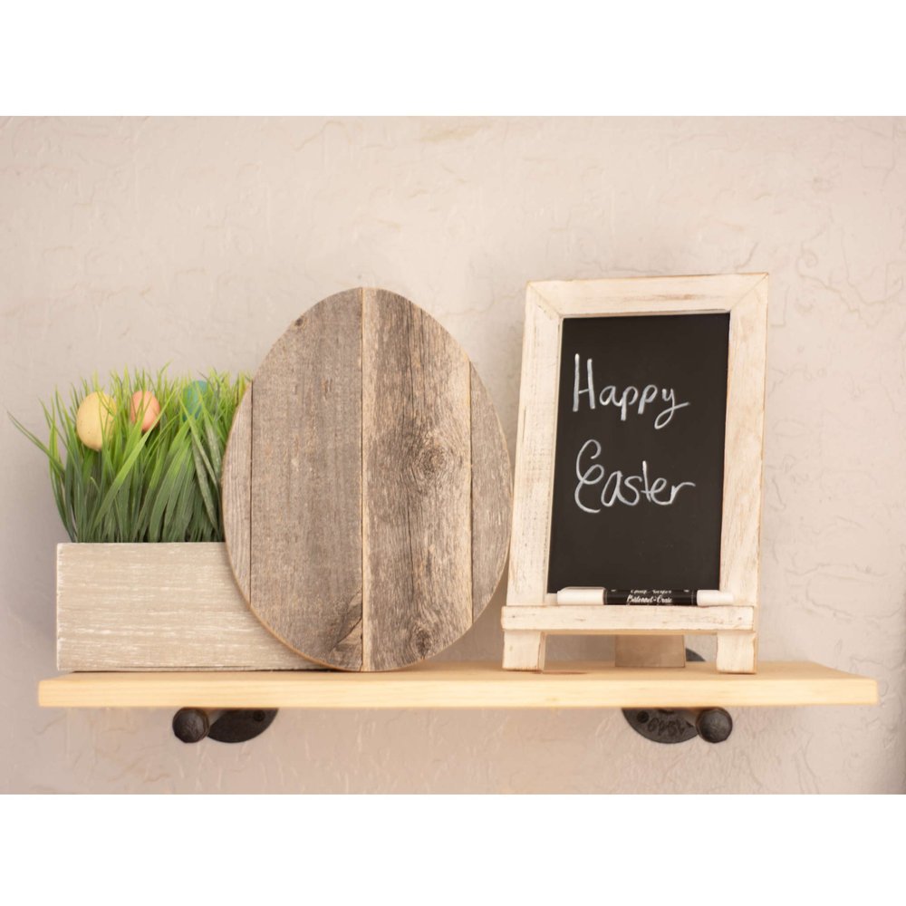 12" X 9" Gray Reclaimed Wood Egg Shaped Wall Decor