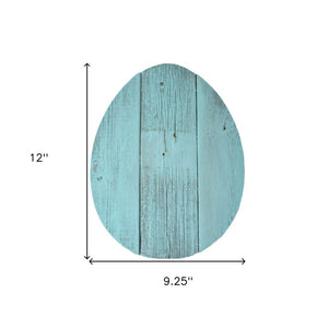 12" X 9" Turquoise Reclaimed Wood Egg Shaped Wall Decor