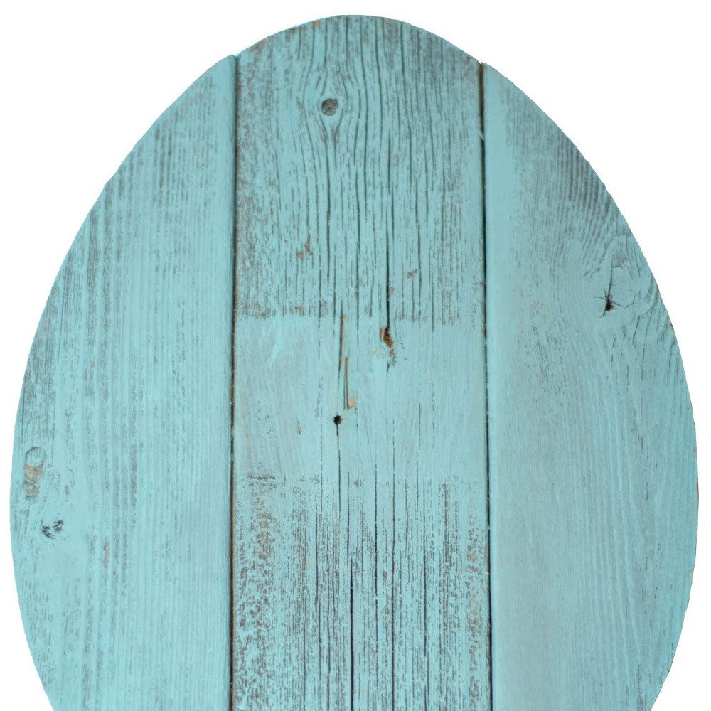 12" X 9" Turquoise Reclaimed Wood Egg Shaped Wall Decor